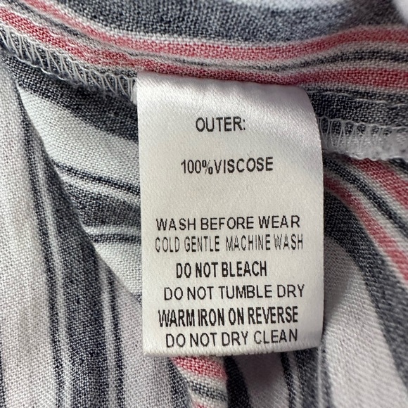 Atmos&Here V-Neck Short Sleeve Top - Red & Blue Stripe - Bow Detail - Size 12 AU - Picture 6 of 6